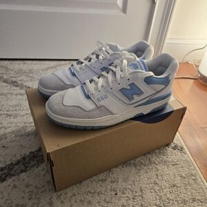 New Balance 550 White and Blue Haze Sneakers